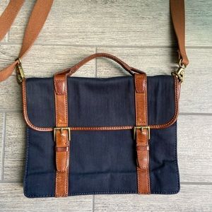 Fossil estate messenger bag blue canvas